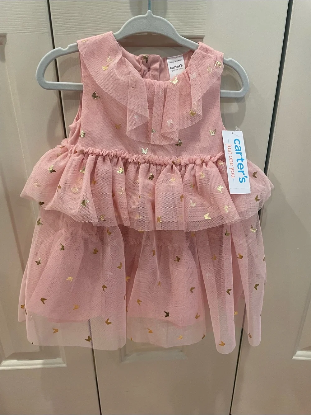 Carter's Pink Tulle Dress with Gold Foil Accent